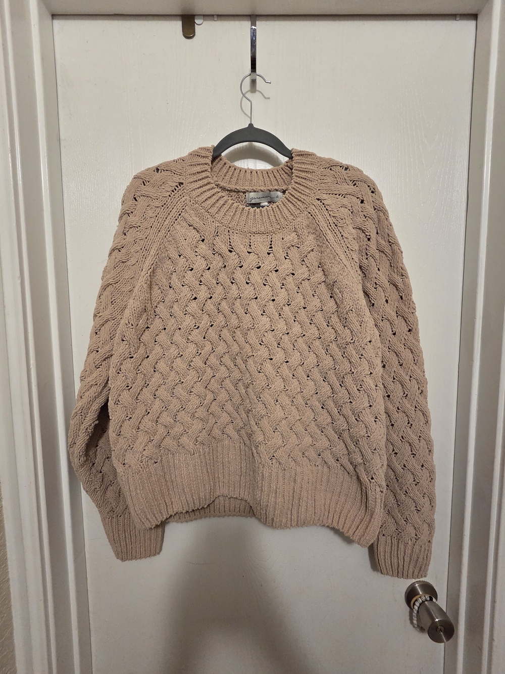Generation Love Cable Knit Crewneck Sweater - Light Taupe